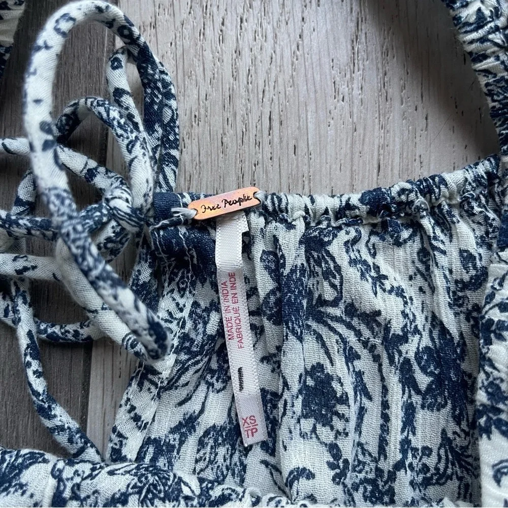 Free People Black and White Floral Blouse